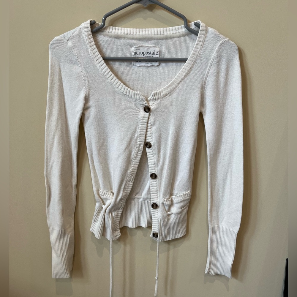 Aeropostale Ivory Button-Up Sweater